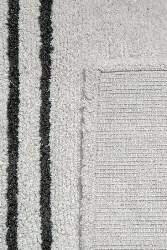 Banyo 2li Paspas Takımı Beyaz Siyah 60x100