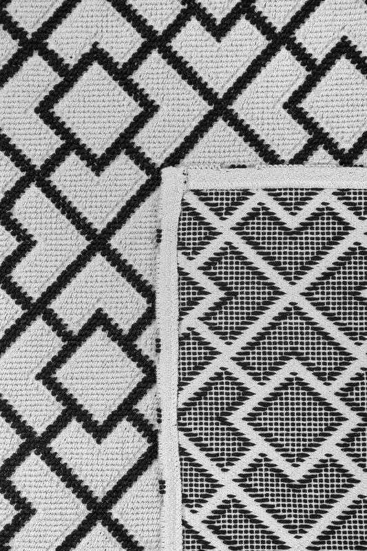 Banyo 2li Paspas Takımı Siyah Kareli Beyaz 60x100