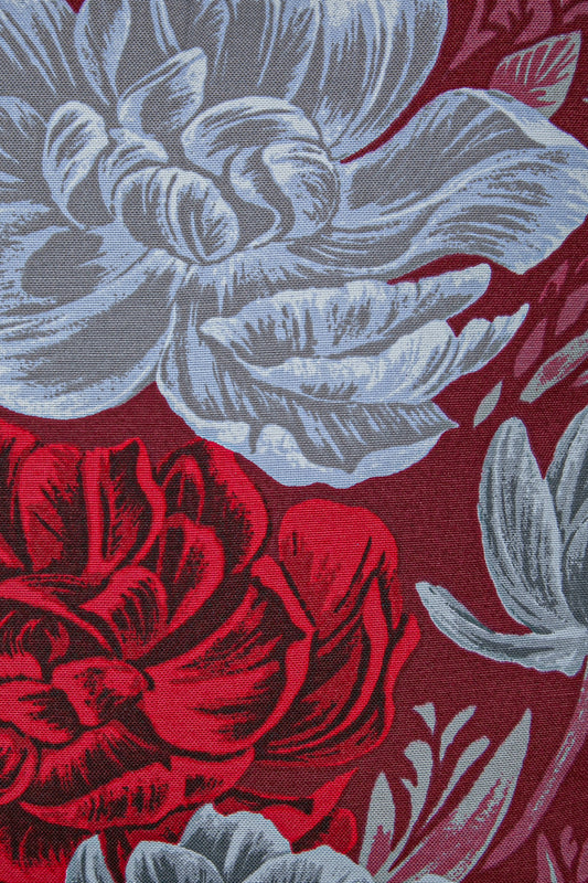 Çiçekli Kırlent Kılıfı Kırmızı 43x43