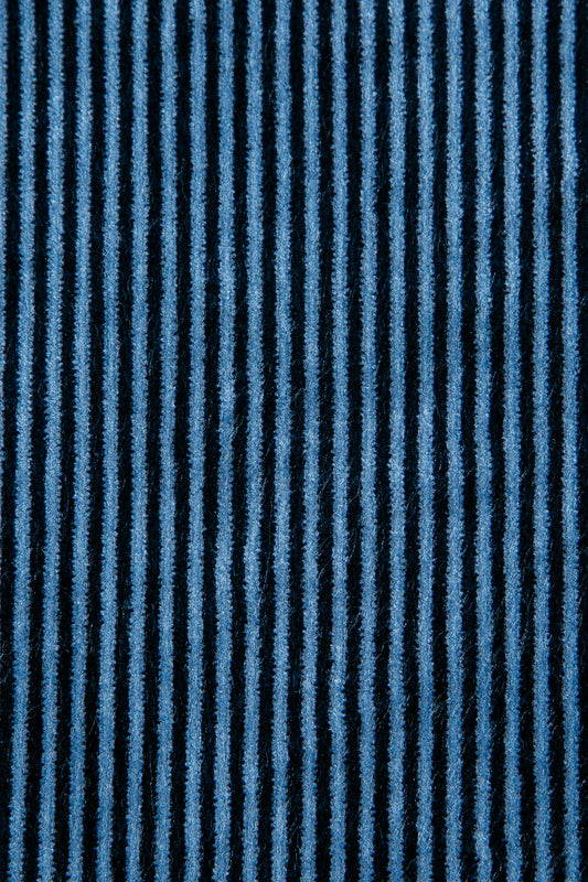 Çizgili Kadife Kırlent Kılıfı Lacivert 50x50