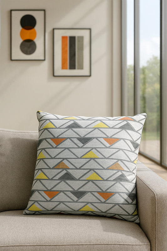 Desenli Elyaflı Minder Gri 45x45