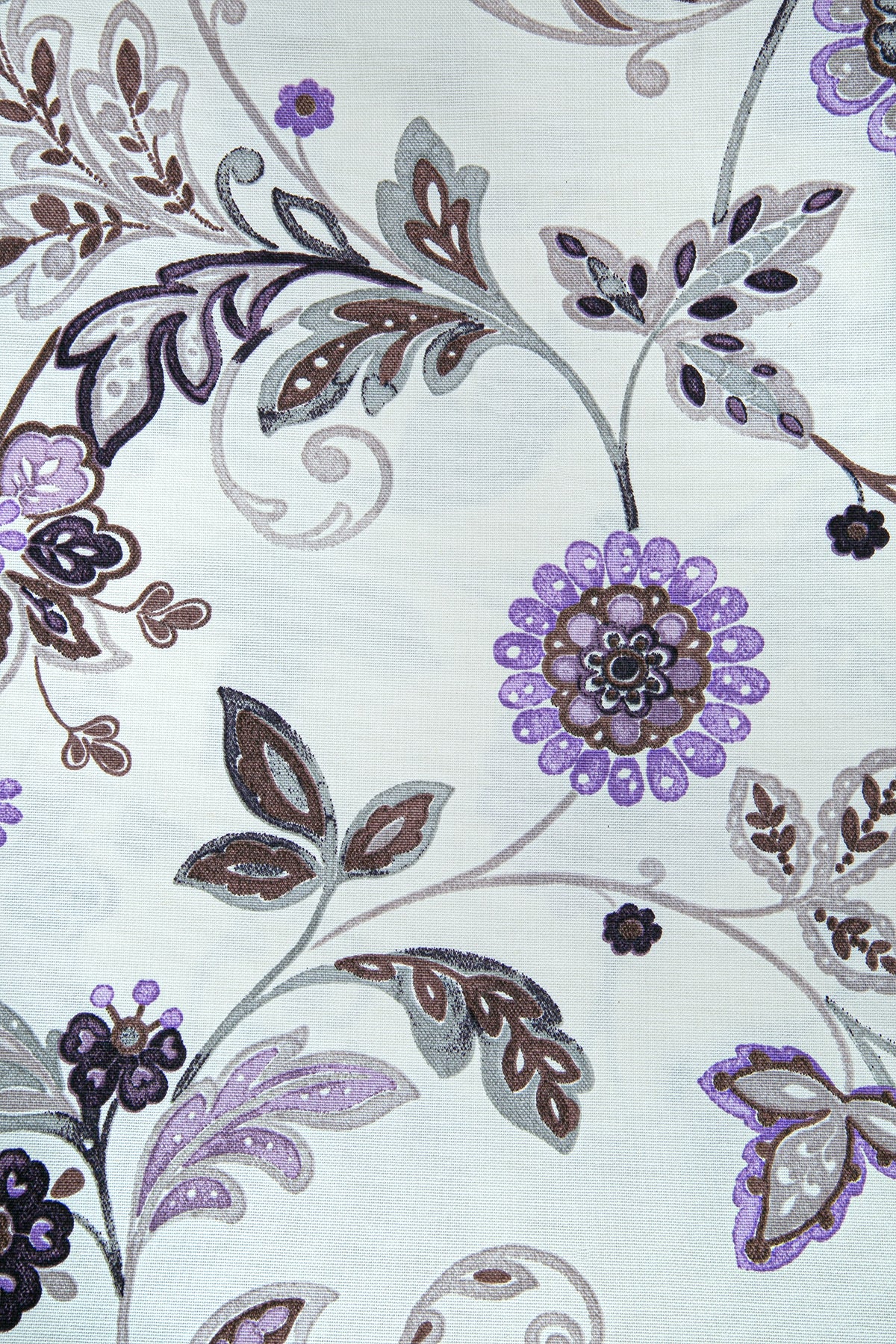 Duck Çiçekli Kırlent Kılıfı Bej Lila V1 40x40