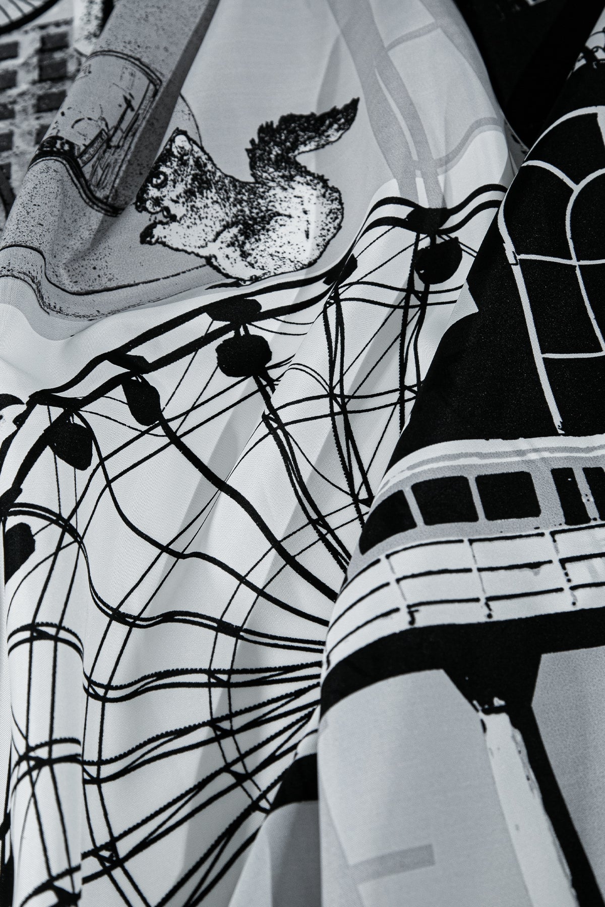 Helsinki Duş Perdesi Siyah Beyaz 180x200