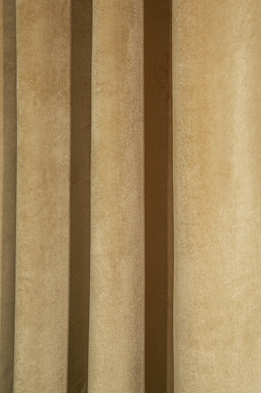 Kadife Halkalı Fon Perde Gold 140x260