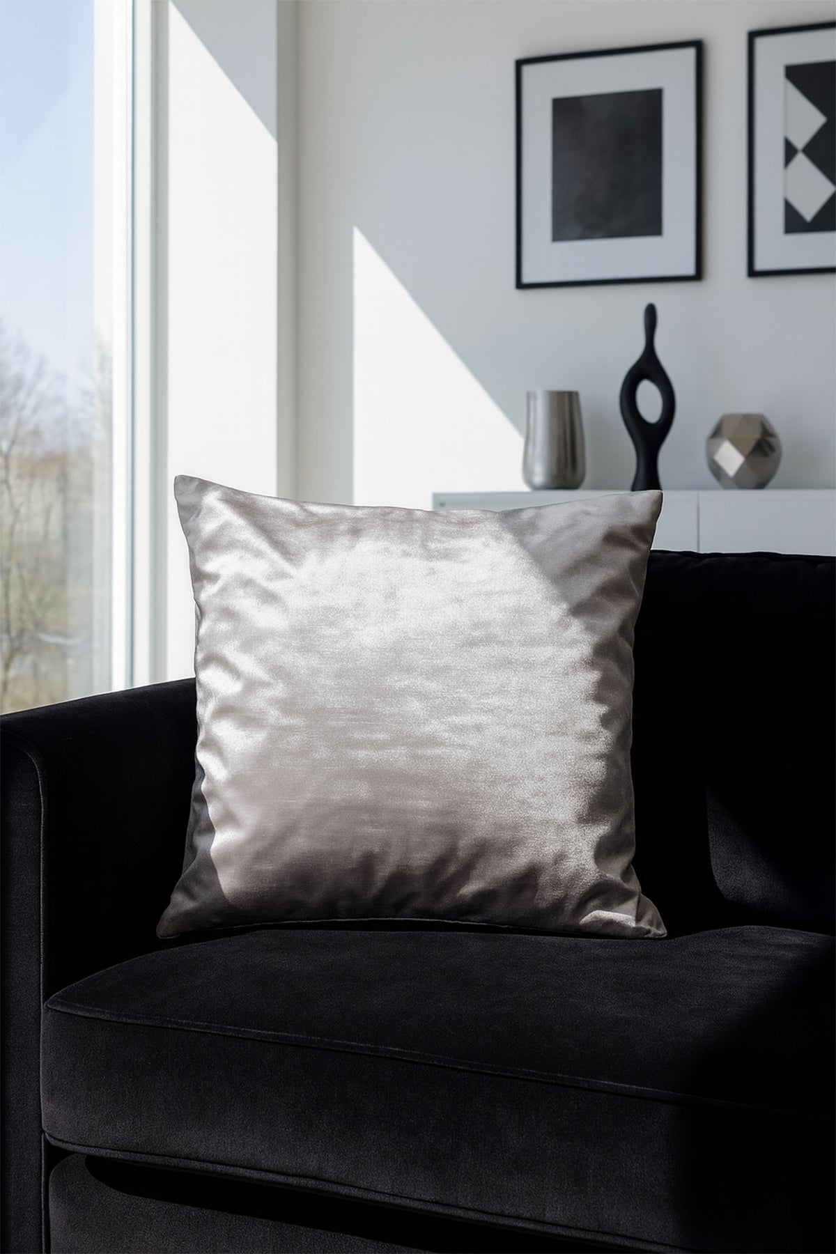 Kadife Kırlent Kılıfı Gümüş V1 40x40