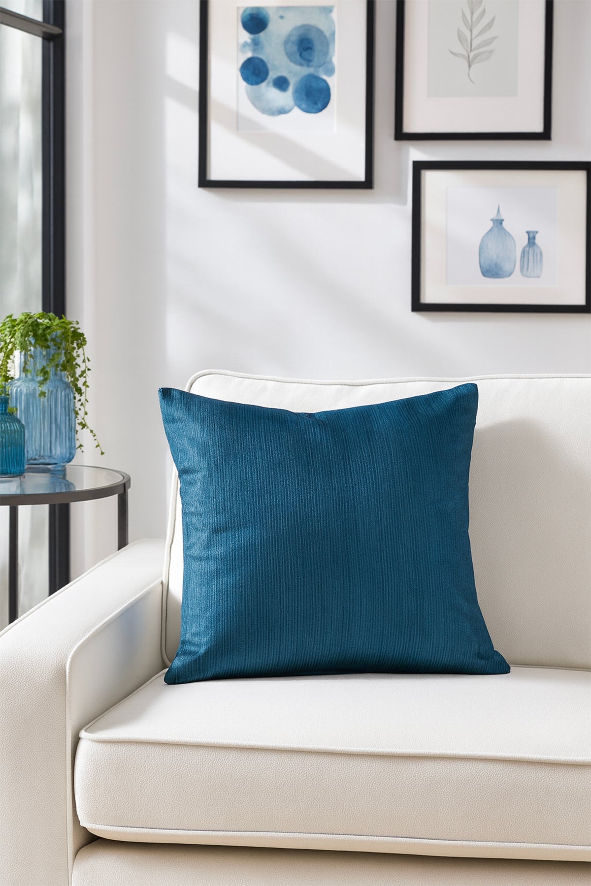 Kırçıllı Kadife Kırlent Kılıfı Lacivert 50x50