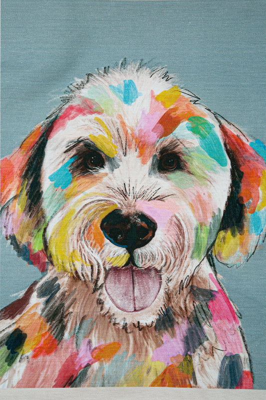 Köpek Deseneli Kırlent Kılıfı Turkuaz V1 45x45