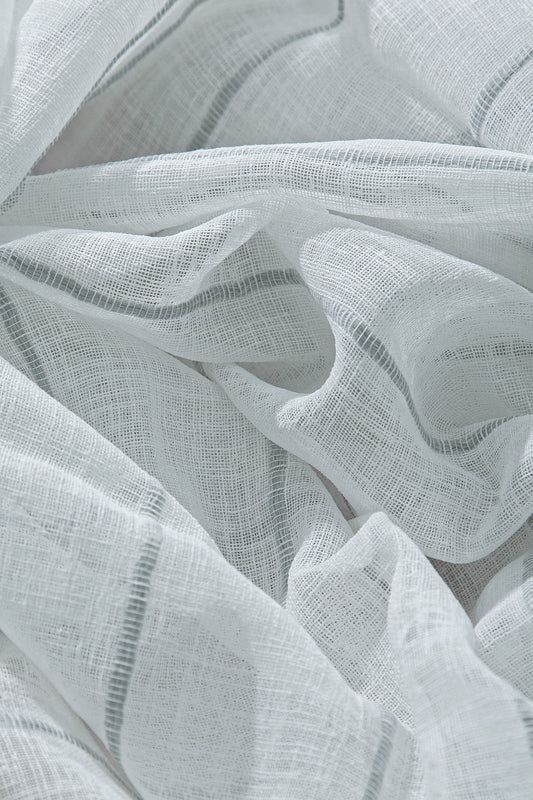 Louison Halkalı Tül Perde Gri Çizgili 140x280