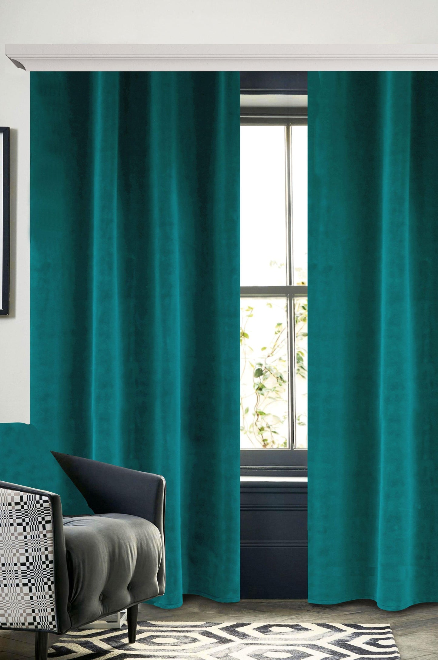 Premier Home Fon Perde Kadife Mavi Yeşil 150X260