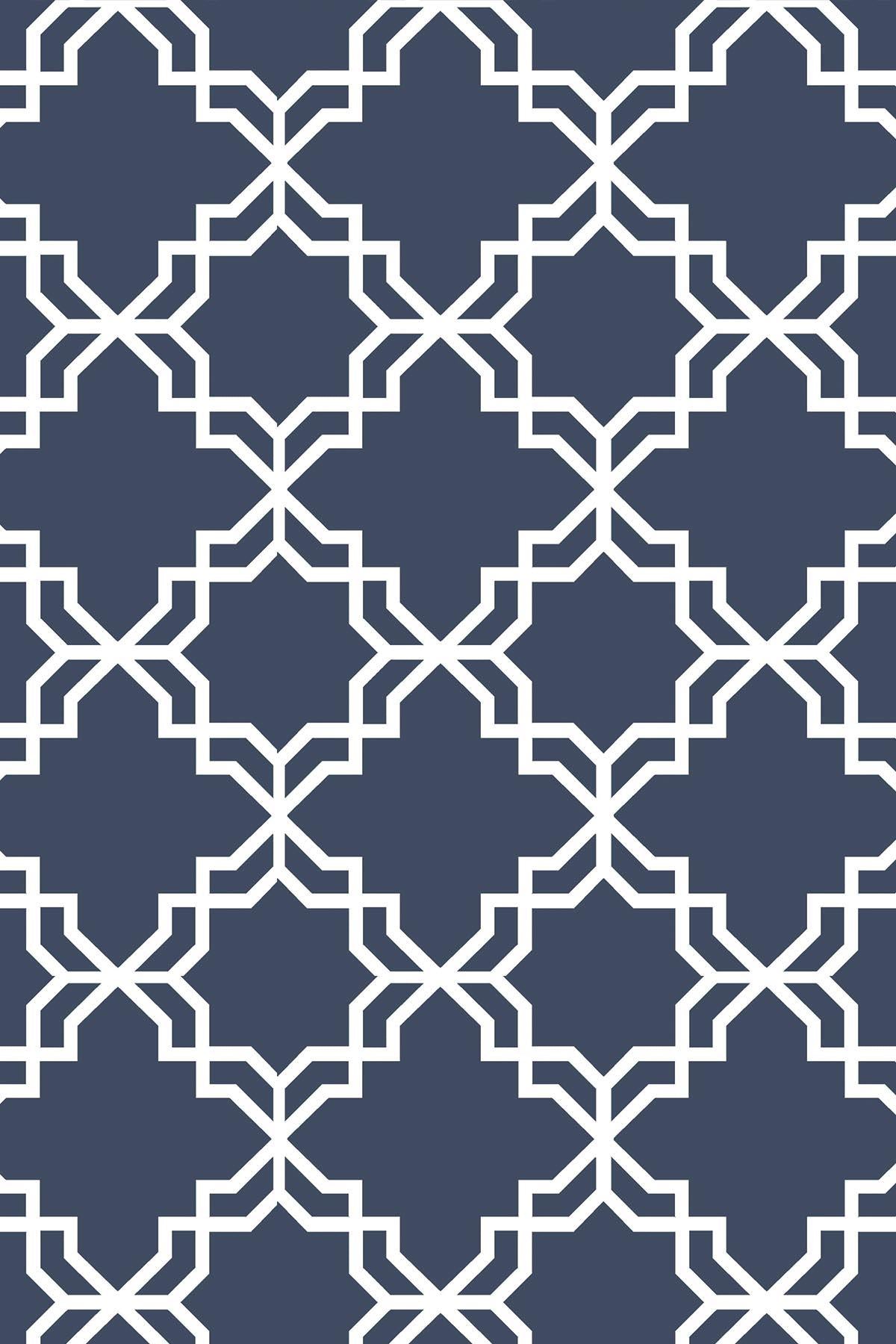Premier Home Geometrik Fon Perde Lacivert 170X270