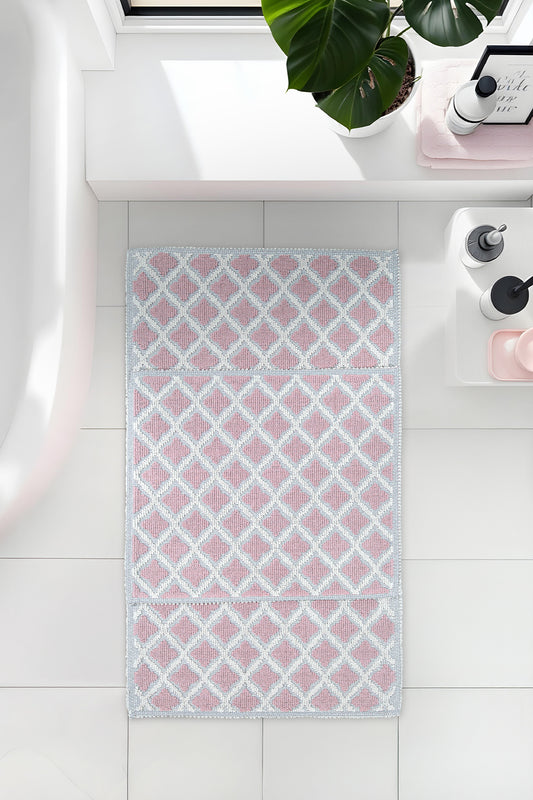 Banyo 2li Paspas Takımı Baklava Pembe 60x100