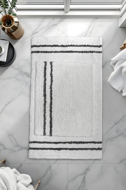 Banyo 2li Paspas Takımı Beyaz Siyah 60x100