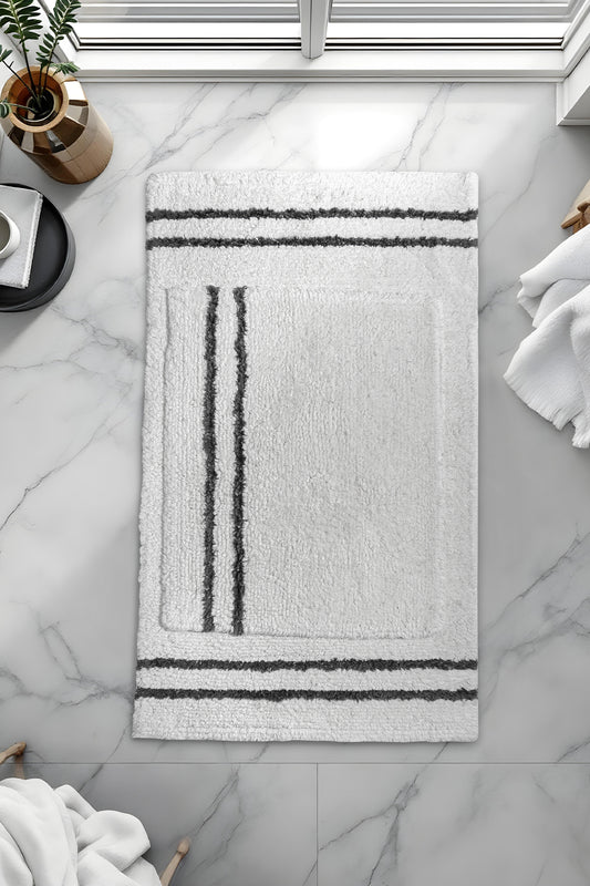 Banyo 2li Paspas Takımı Beyaz Siyah 60x100