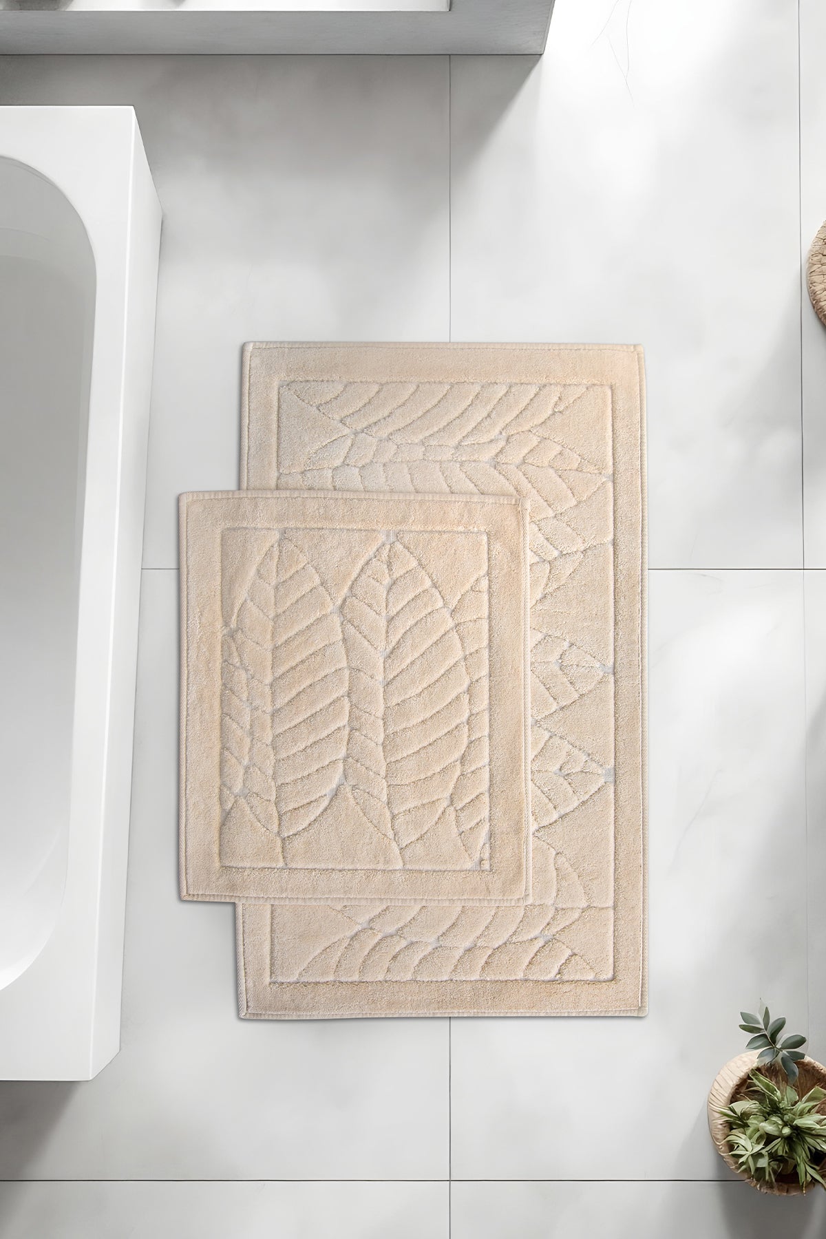 Banyo 2li Paspas Takımı Geo Bej 60x100
