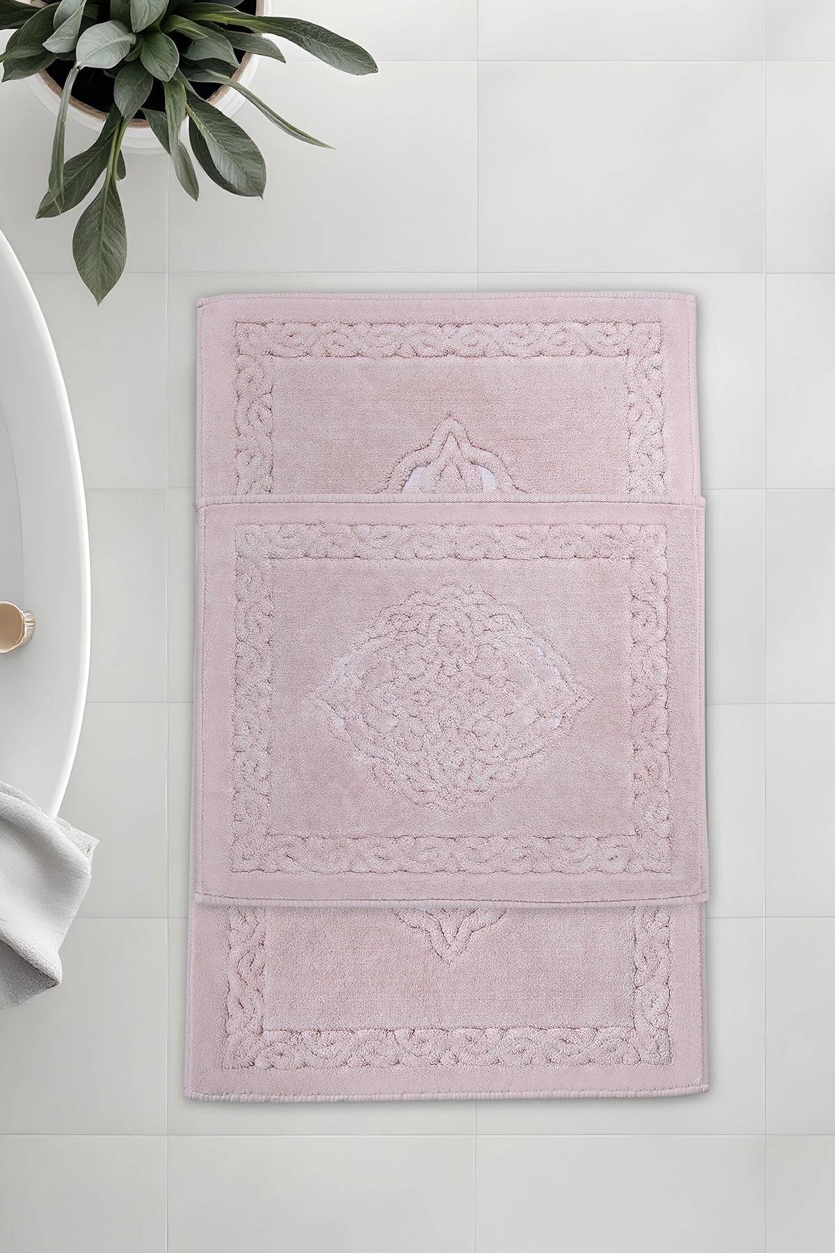 Banyo 2li Paspas Takımı Tuğra Pudra 60x100