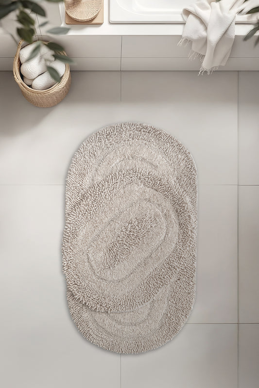 Banyo Oval 2li Paspas Takımı Bej 60x100