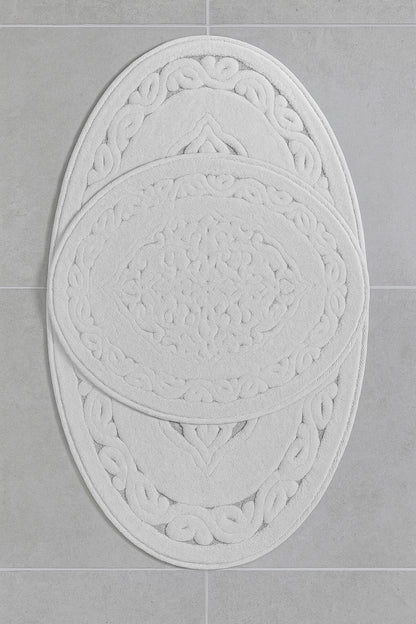 Banyo Yuvarlak 2li Paspas Takımı Beyaz 60x100