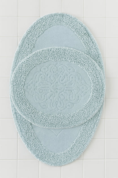 Banyo Yuvarlak 2li Paspas Takımı Turkuaz 60x100