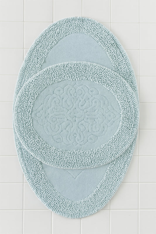 Banyo Yuvarlak 2li Paspas Takımı Turkuaz 60x100