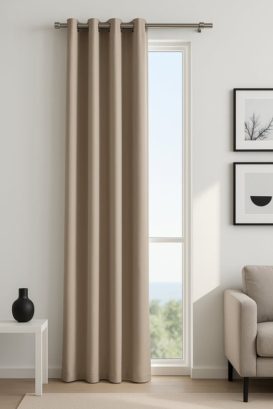 Blackout Halkalı Fon Perde Bej 140x260