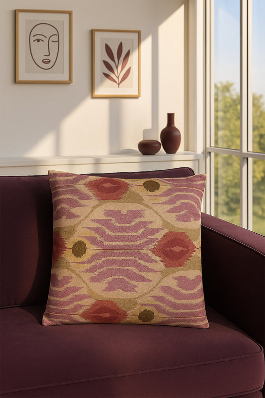 Desenli Kadife Kırlent Kılıfı Lila V1 50x50