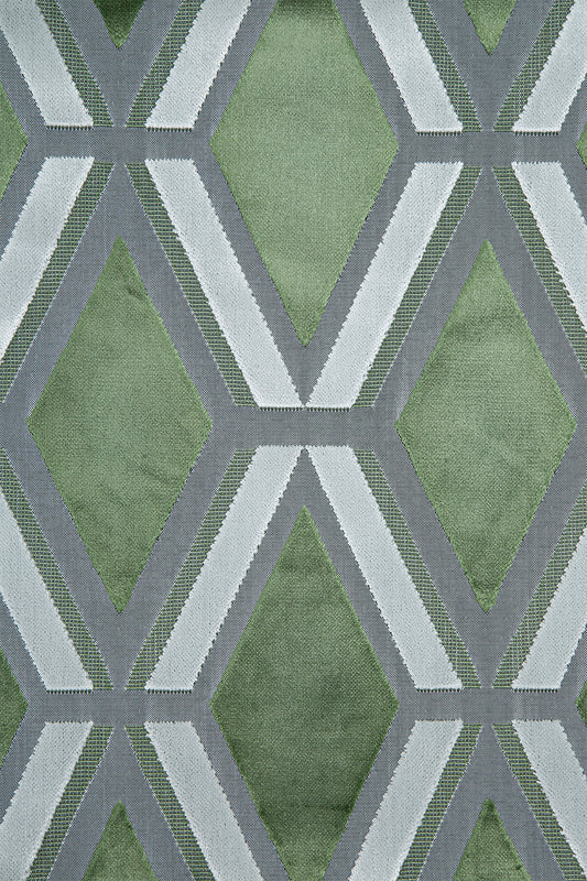 Desenli Kadife Kırlent Kılıfı Yeşil Gri V1 50x50