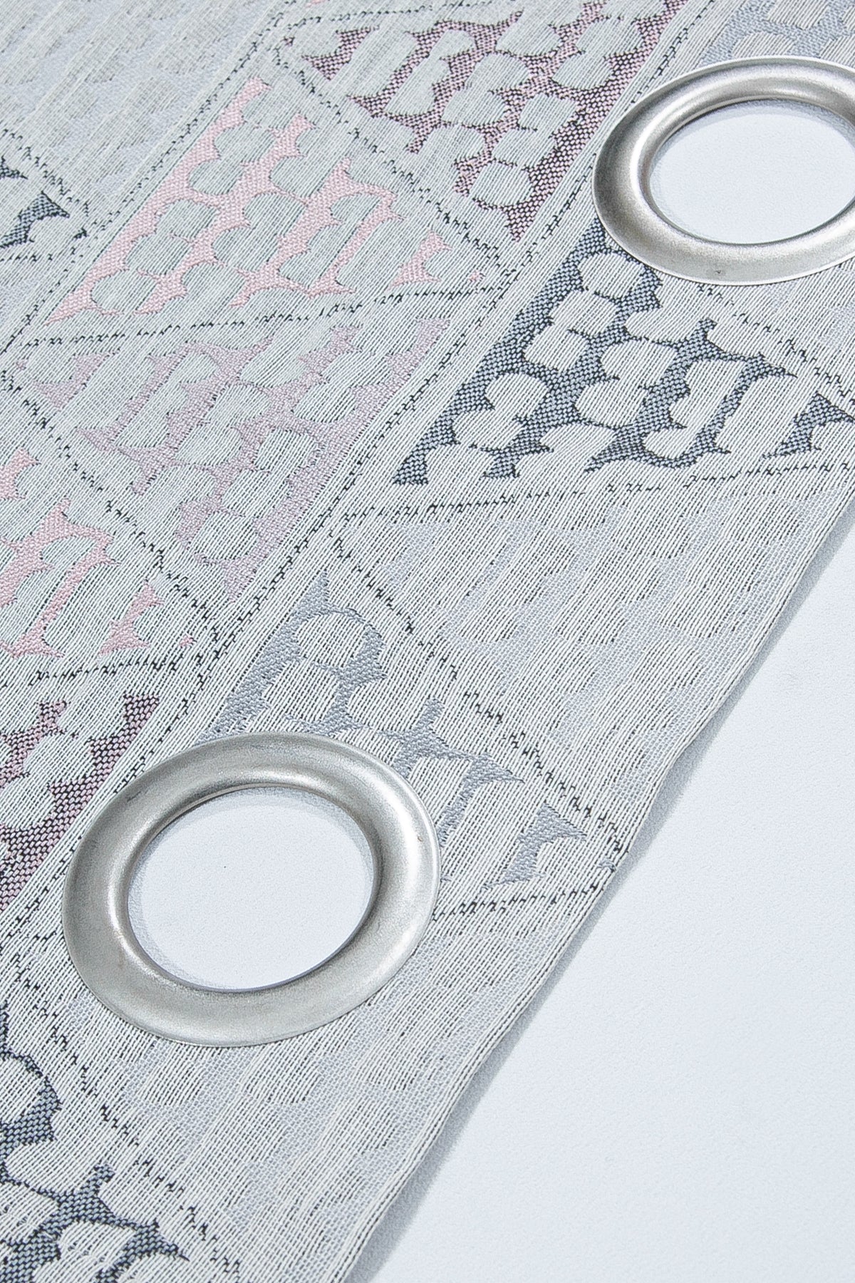 Dessin Halkalı Fon Perde Pudra 140x260