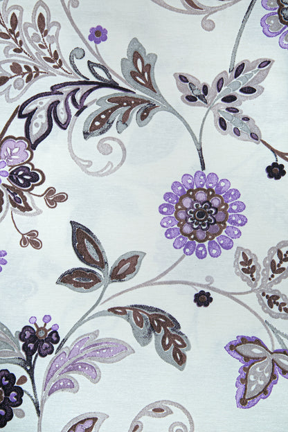 Duck Çiçekli Kırlent Kılıfı Bej Lila V1 40x40