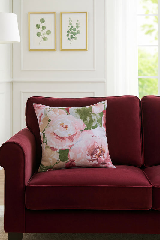 Duck Çiçekli Kırlent Kılıfı Pembe 40x40