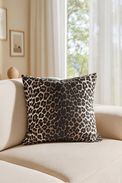 Duck Leopar Kırlent Kılıfı Kahve V1 45x45