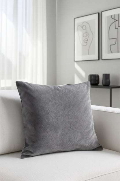 Düz Kadife Kırlent Kılıfı Gümüş V1 50x50