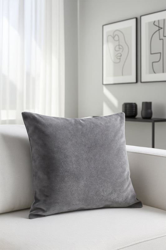 Düz Kadife Kırlent Kılıfı Gümüş V1 50x50