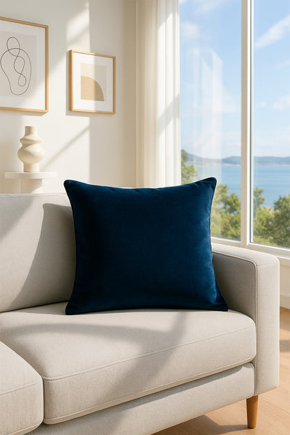 Düz Kadife Kırlent Kılıfı Lacivert V1 45x45