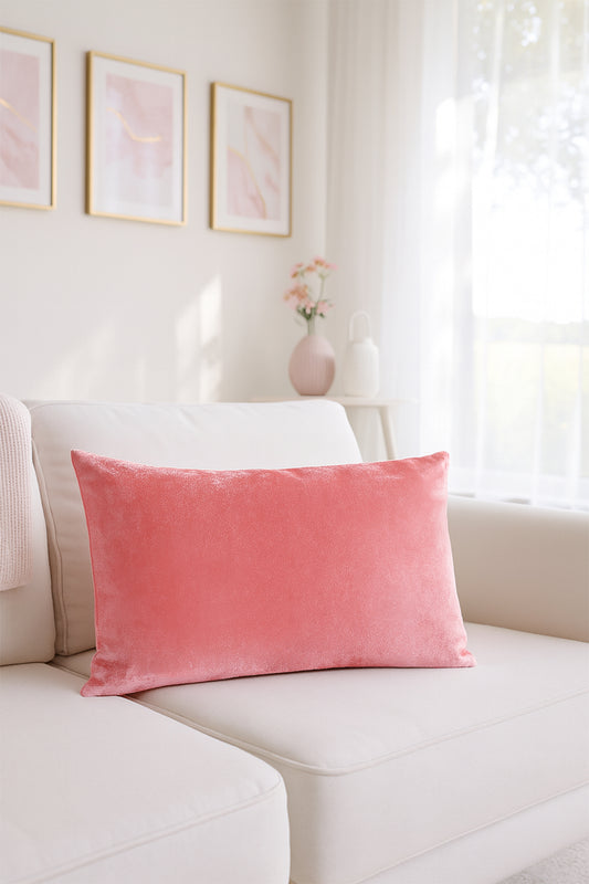 Düz Kadife Kırlent Kılıfı Pembe 30x50