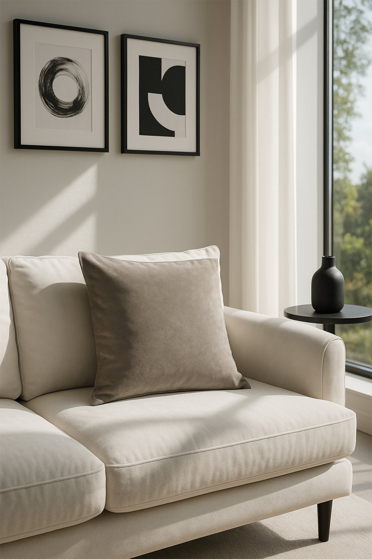 Düz Kadife Kırlent Kılıfı Taş V1 50x50