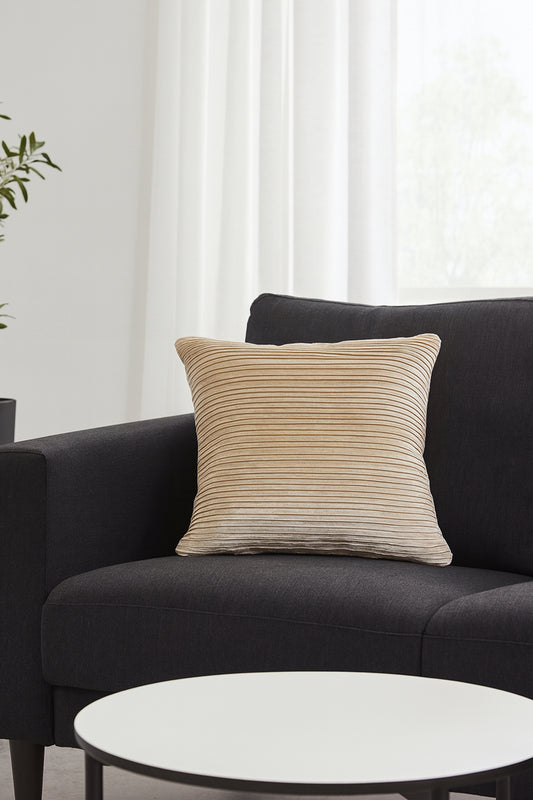 Fitilli Kadife Kırlent Kılıfı Bej 40x40