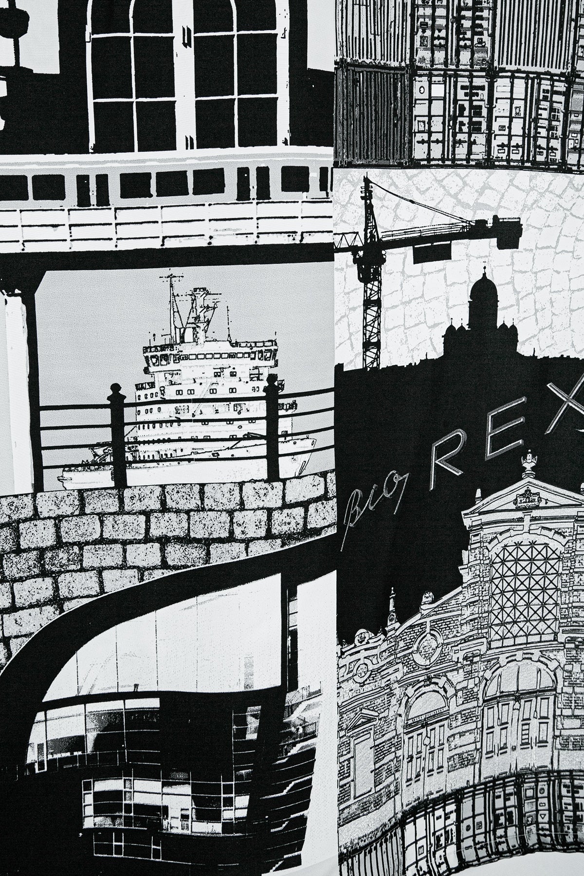 Helsinki Duş Perdesi Siyah Beyaz 180x200