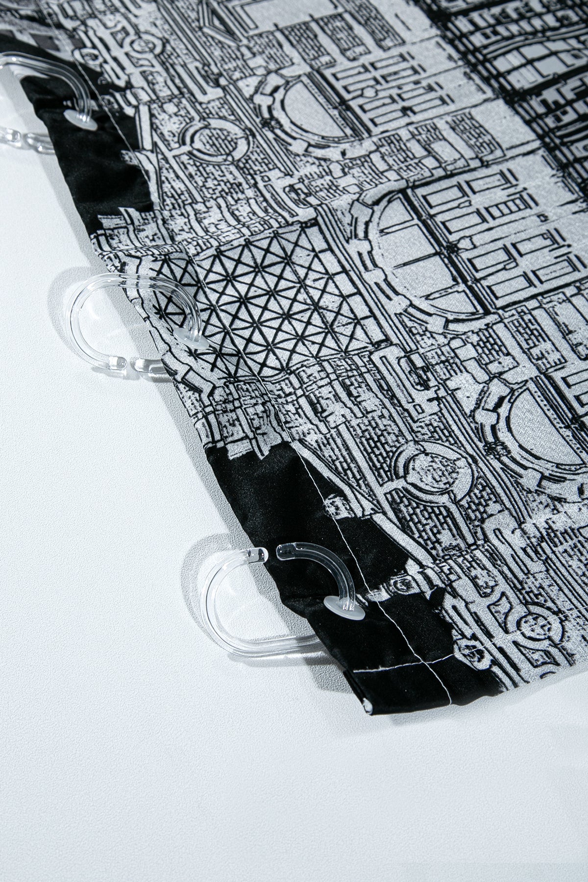 Helsinki Duş Perdesi Siyah Beyaz 180x200