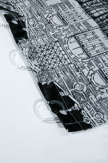 Helsinki Duş Perdesi Siyah Beyaz 180x200