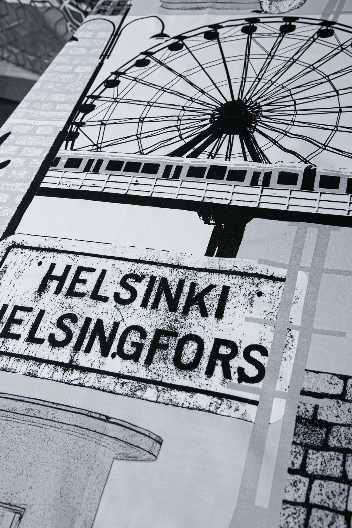 Helsinki Duş Perdesi Siyah Beyaz 180x200