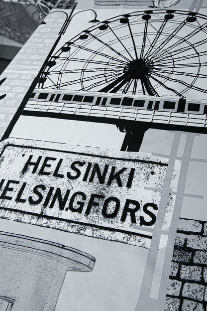 Helsinki Duş Perdesi Siyah Beyaz 180x200