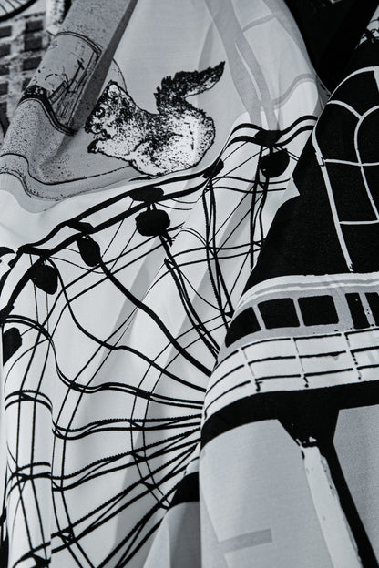 Helsinki Duş Perdesi Siyah Beyaz 180x200