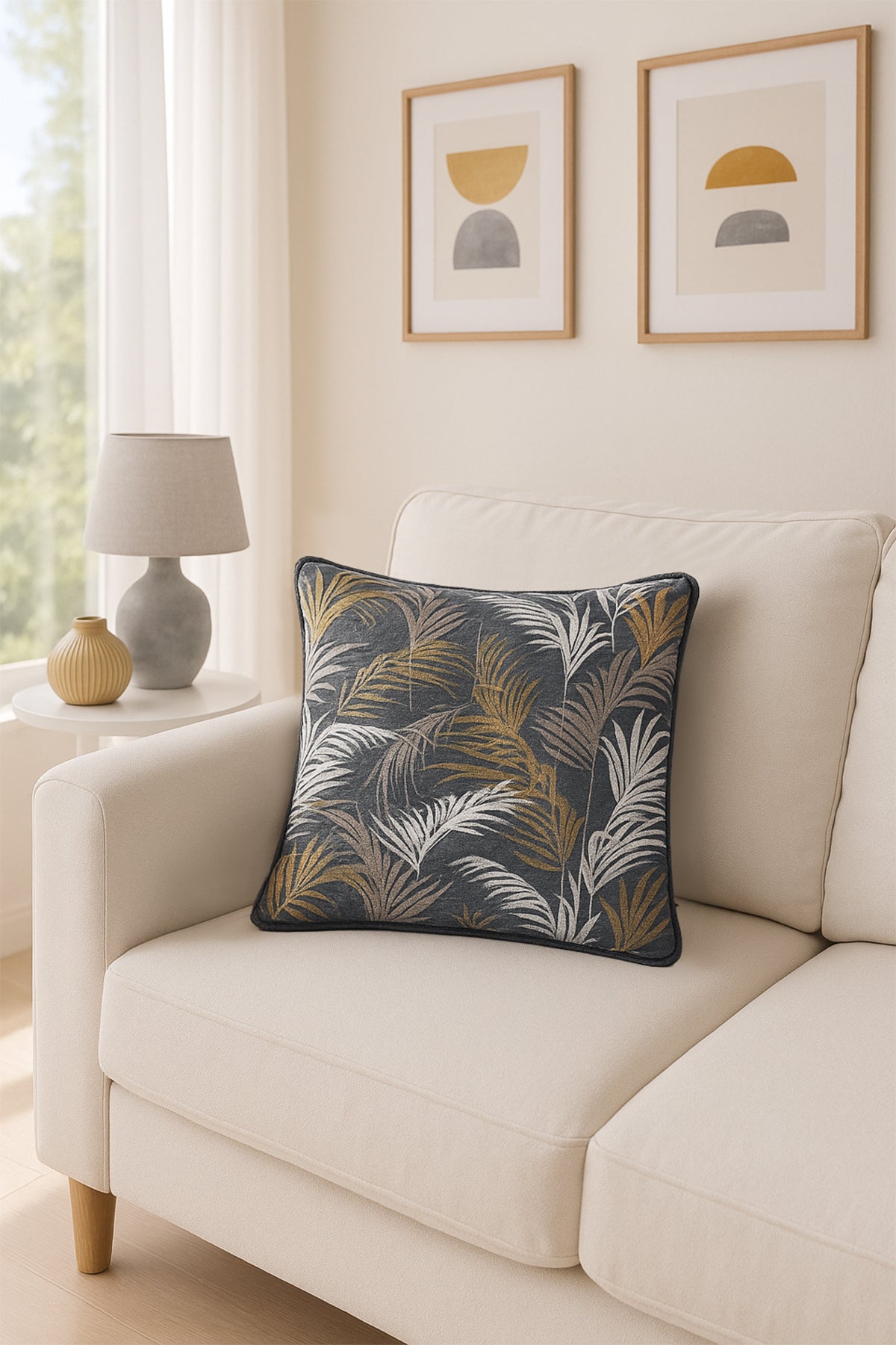 Jakar Kırlent Kılıfı Gold Antrasit V1 45x45