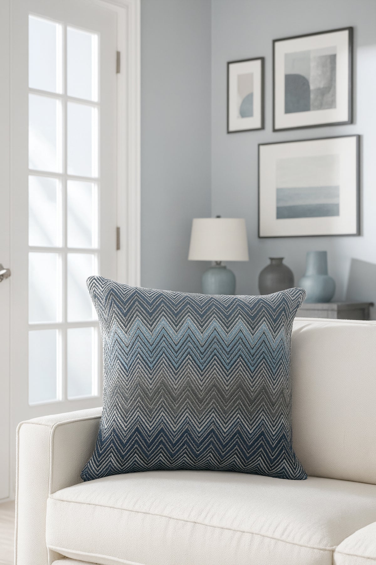 Jakar Zigzag Kırlent Kılıfı Lacivert 43x43