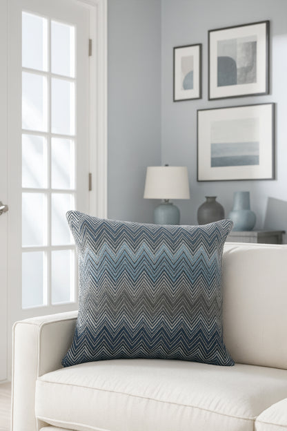 Jakar Zigzag Kırlent Kılıfı Lacivert 43x43