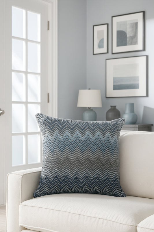 Jakar Zigzag Kırlent Kılıfı Lacivert 43x43
