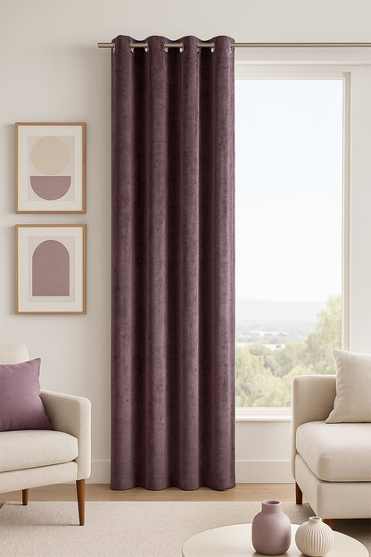 Kadife Halkalı Fon Perde Mor 140x260