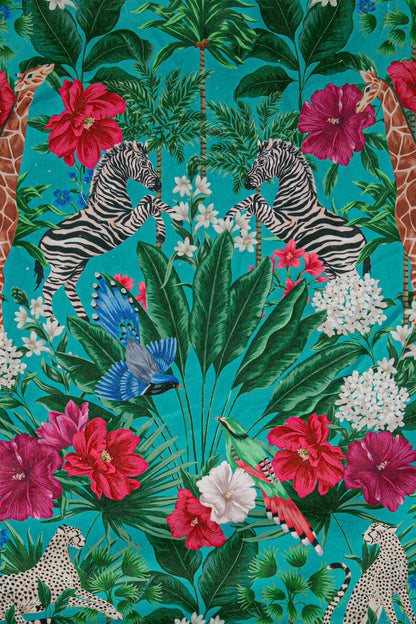 Kadife Kırlent Kılıfı Zoo Yeşil Pembe V1 50x50