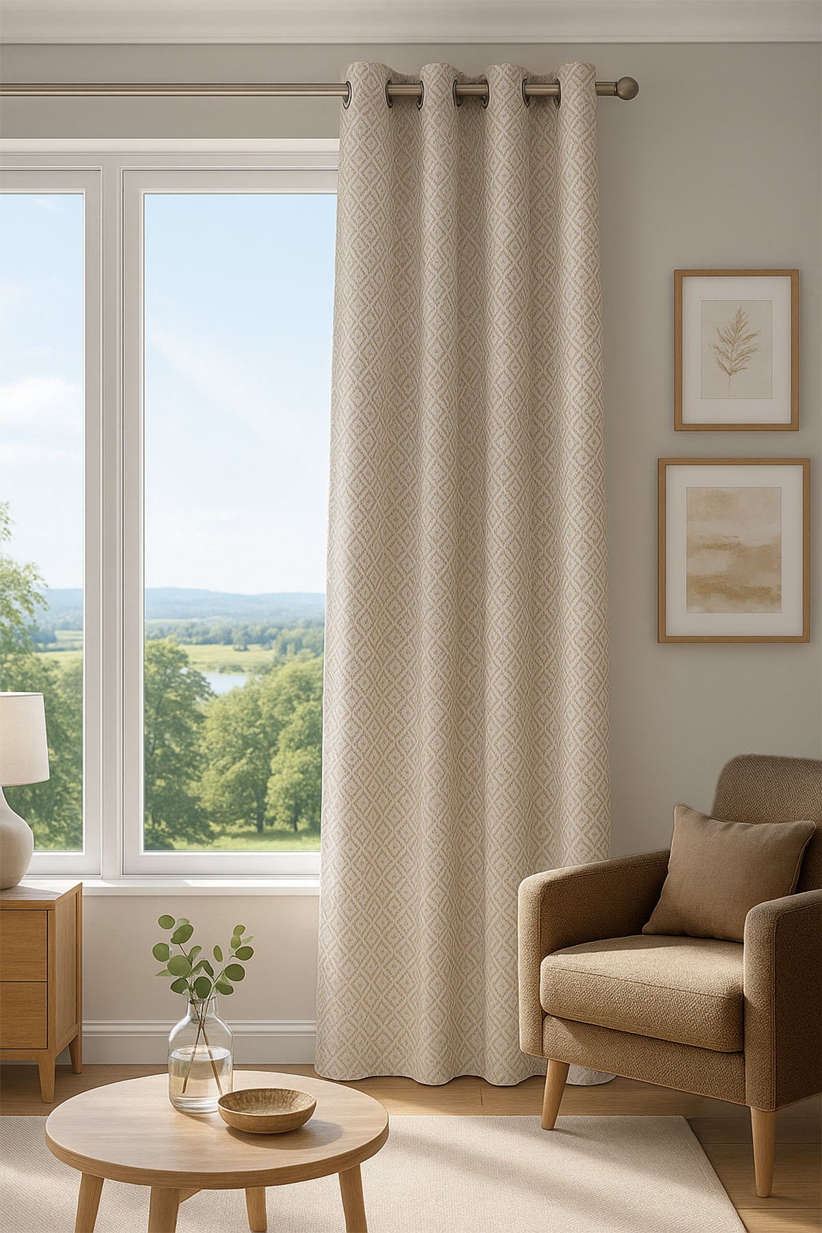 Lenzo Halkalı Fon Perde Krem 140x280