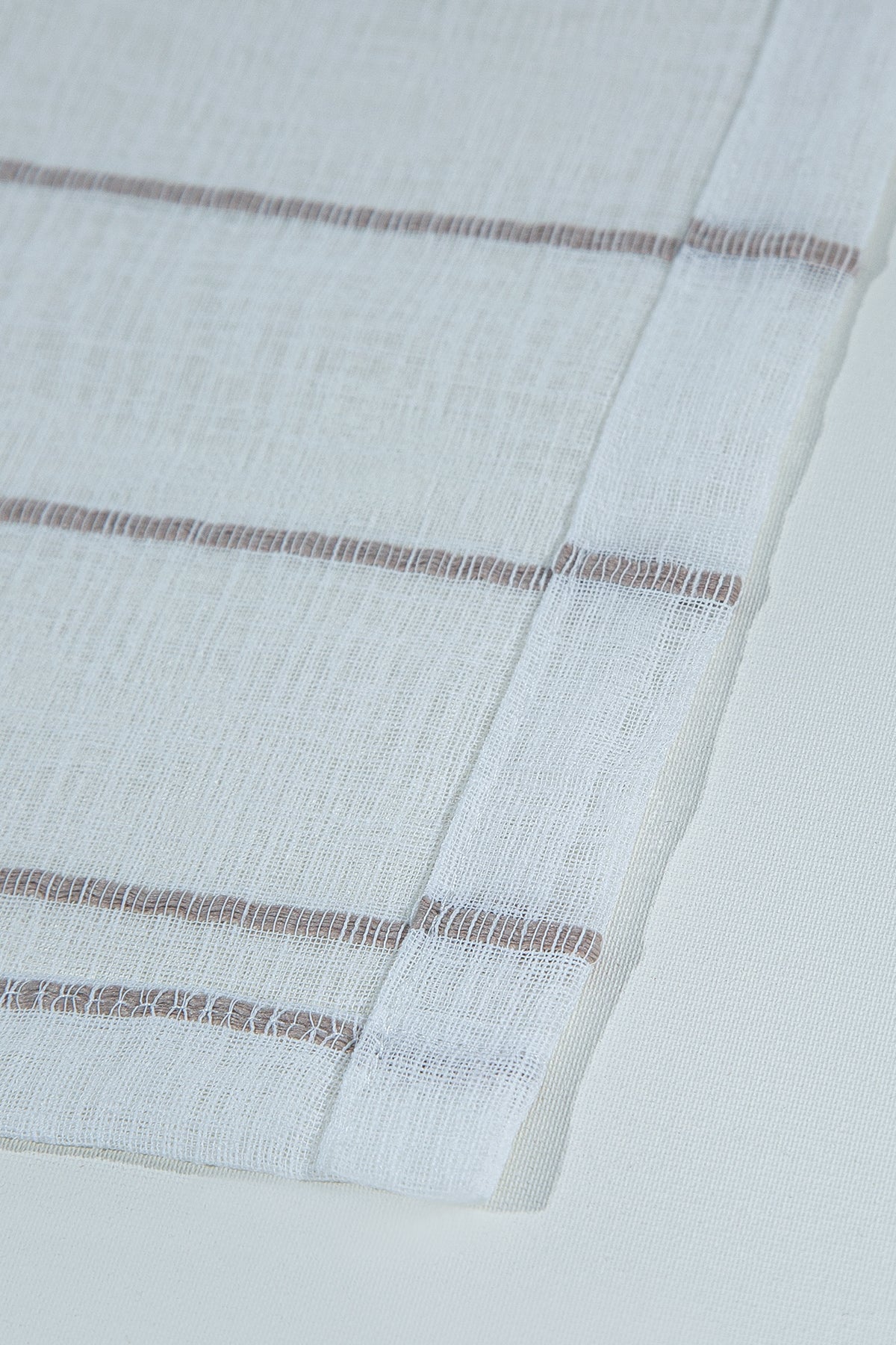 Louison Tül Perde Kahve Çizgili 140x280
